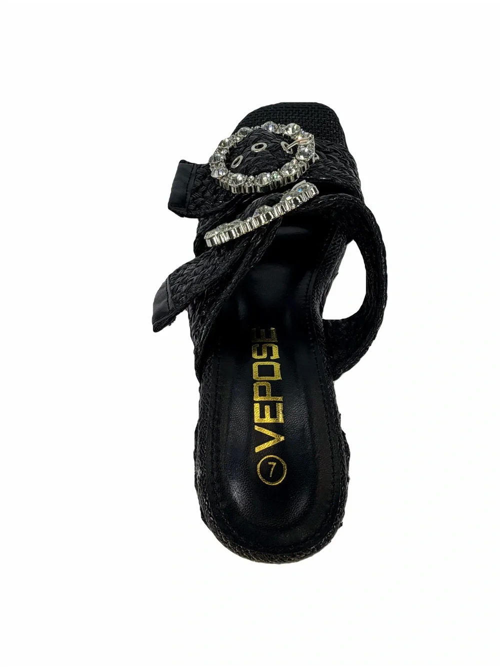 NWT Vepose Platform Wedge Sandals W/Rhinestone Buckle Size 7 Women's
